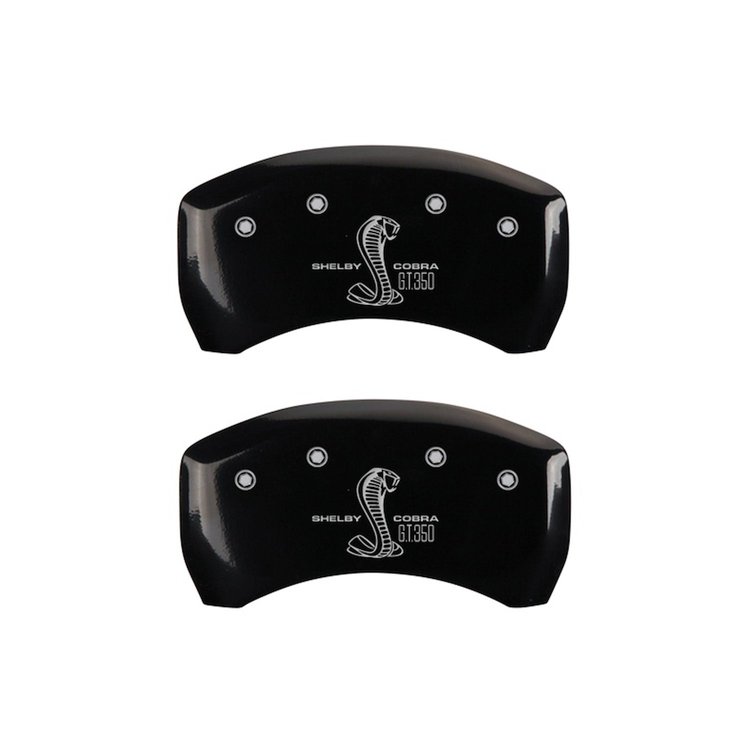 10010RGT3BK Rear Disc Brake Caliper Covers Fits Select Ford Mustang [Black Finish w/ Silver GT350 Shelby (Rear Only)]