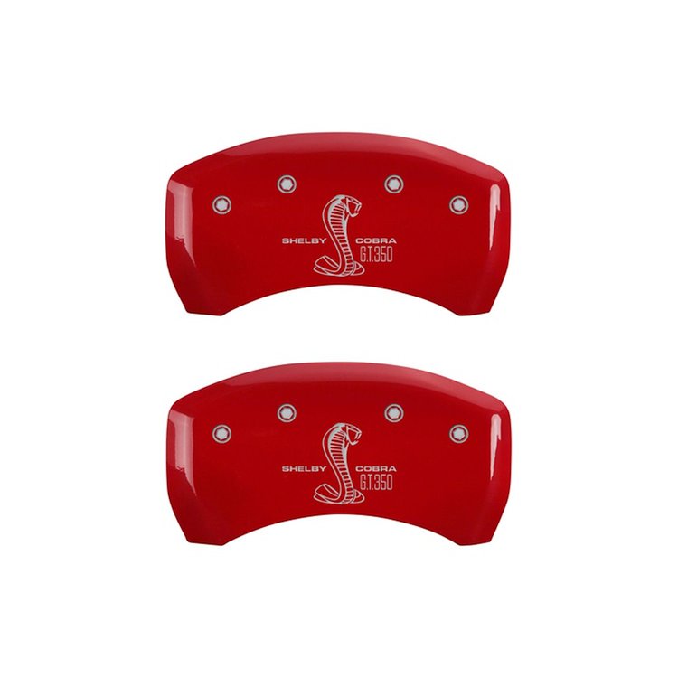 10010RGT3RD Rear Disc Brake Caliper Covers Fits Select Ford Mustang [Red Finish w/ Silver GT350 Shelby (Rear Only)]