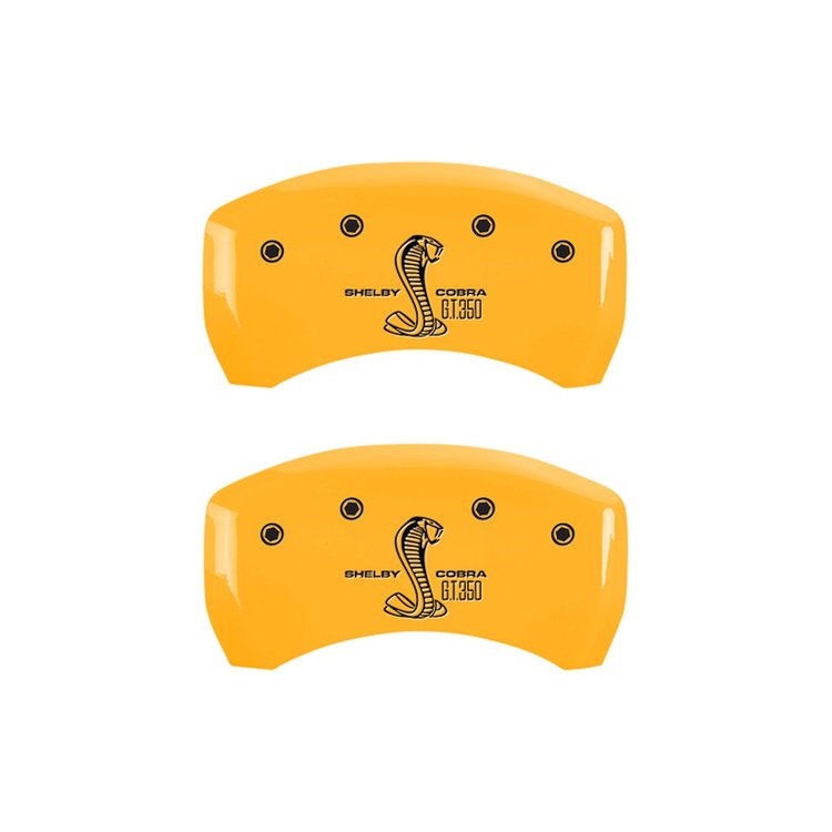 10010RGT3YL Rear Disc Brake Caliper Covers Fits Select Ford Mustang [Yellow Finish w/ Black GT350 Shelby (Rear Only)]