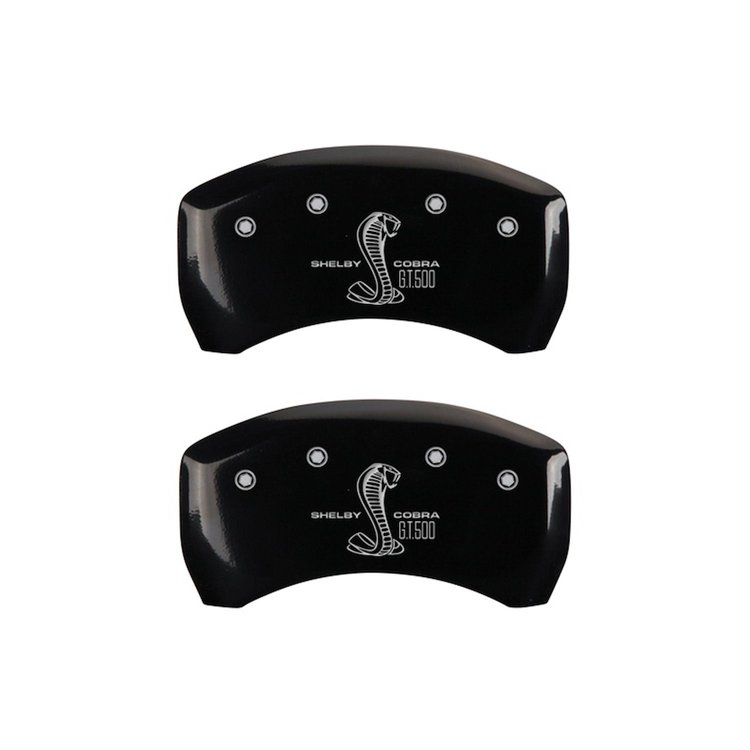 10010RGT5BK Rear Disc Brake Caliper Covers Fits Select Ford Mustang [Black Finish w/ Silver GT500 Shelby (Rear Only)]
