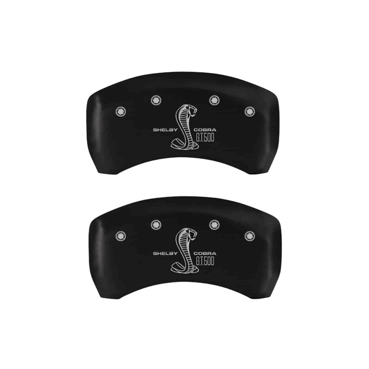 2012 FORD MUSTANG BOSS 302 - REAR SET 2 CALIPER COVERS GT500 SHELBY COBRA LOGOTYPE MATTE BLACK POWDE