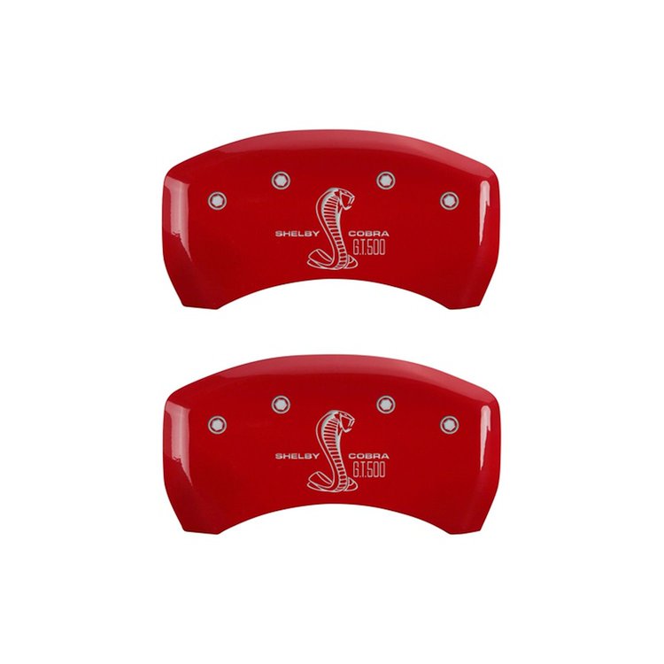 10010RGT5RD Rear Disc Brake Caliper Covers Fits Select Ford Mustang [Red Finish w/ Silver GT500 Shelby (Rear Only)]