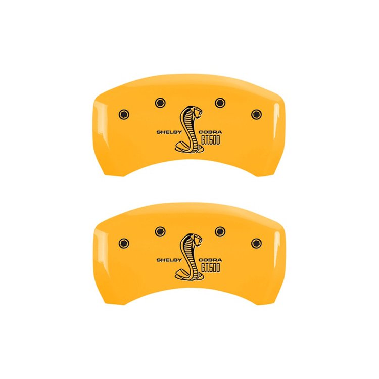10010RGT5YL Rear Disc Brake Caliper Covers Fits Select Ford Mustang [Yellow Finish w/ Black GT500 Shelby (Rear Only)]