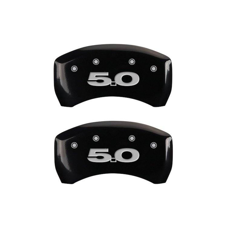 10010RM50BK Rear Disc Brake Caliper Covers Fits Select Ford Mustang [Black Finish w/ Silver Mustang / 5.0 (2011)]
