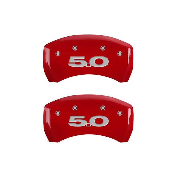 10010RM50RD Rear Disc Brake Caliper Covers Fits Select Ford Mustang [Red Finish w/ Silver Mustang / 5.0 (2011)]
