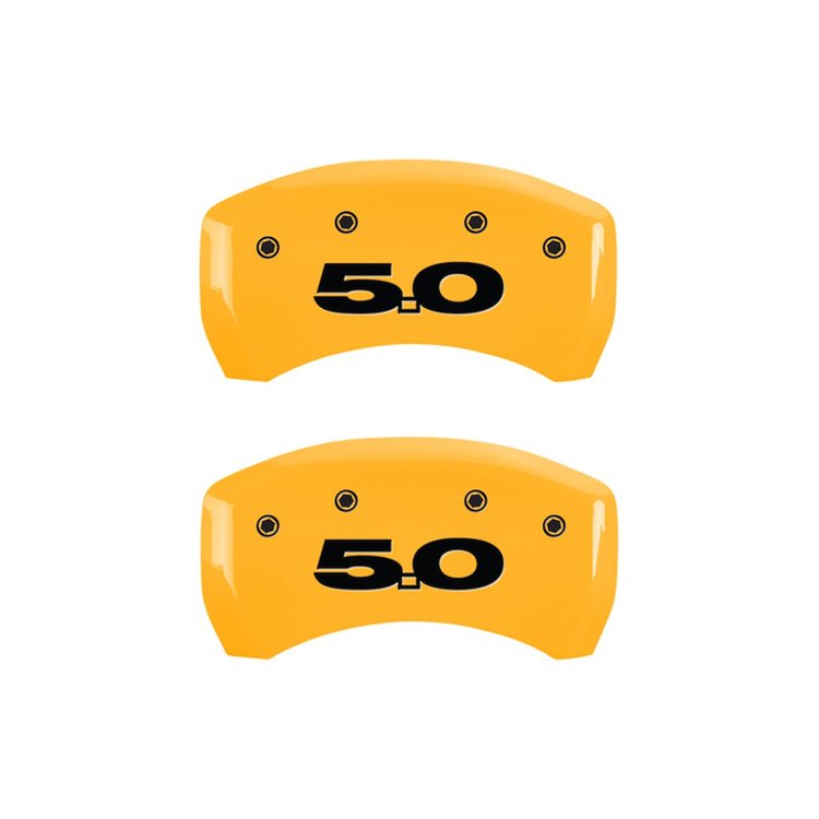 10010RM50YL Rear Disc Brake Caliper Covers Fits Select Ford Mustang [Yellow Finish w/ Black Mustang / 5.0 (2011)]