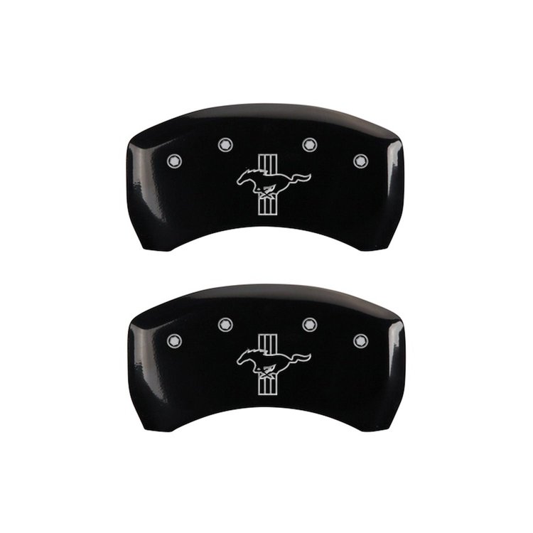 10010RMB1BK Rear Disc Brake Caliper Covers Fits Select Ford Mustang [Black Finish w/ Silver Mustang / Bar & Pony (S197)]