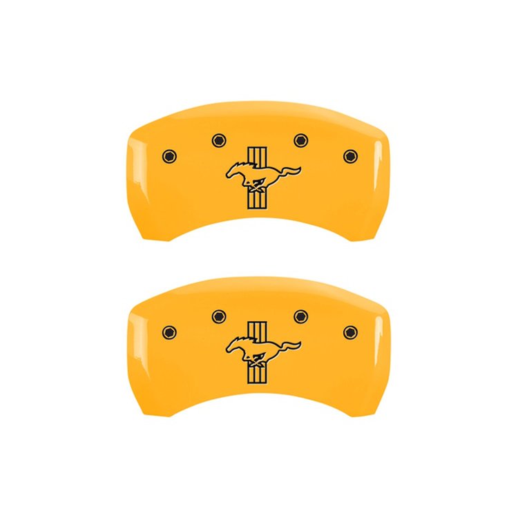10010RMB1YL Rear Disc Brake Caliper Covers Fits Select Ford Mustang [Yellow Finish w/ Black Mustang / Bar & Pony (S197)]