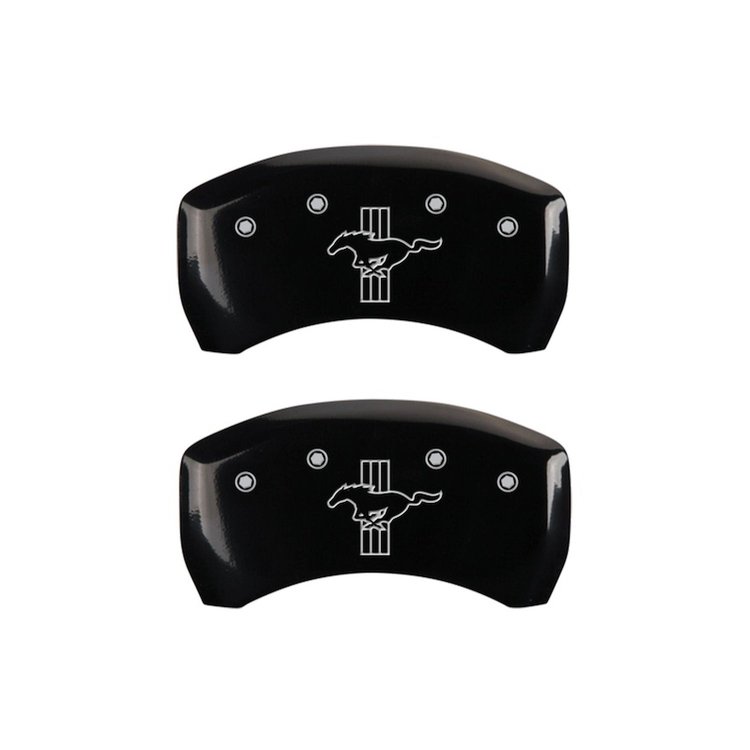 10010RMB2BK Rear Disc Brake Caliper Covers Fits Select Ford Mustang [Black Finish w/ Silver Mustang / Bar & Pony (2015)]