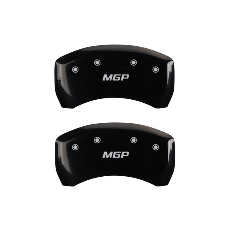 10010RMGPBK Rear Disc Brake Caliper Covers Fits Select Ford Mustang [Black Finish w/ Silver MGP]