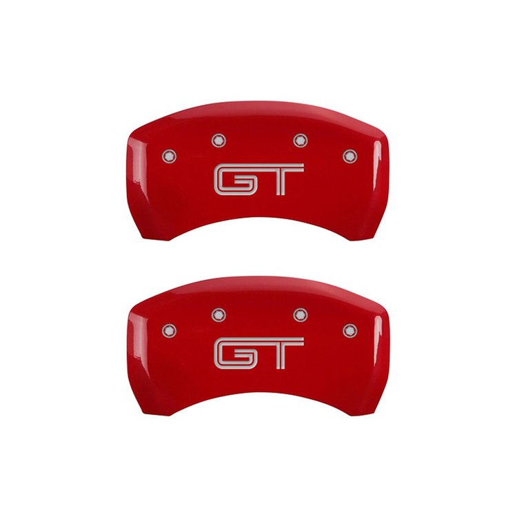 2012 FORD MUSTANG BOSS 302 - REAR SET 2 CALIPER COVERS MUSTANG / GT RED POWDER COAT FINISH SILVER CH