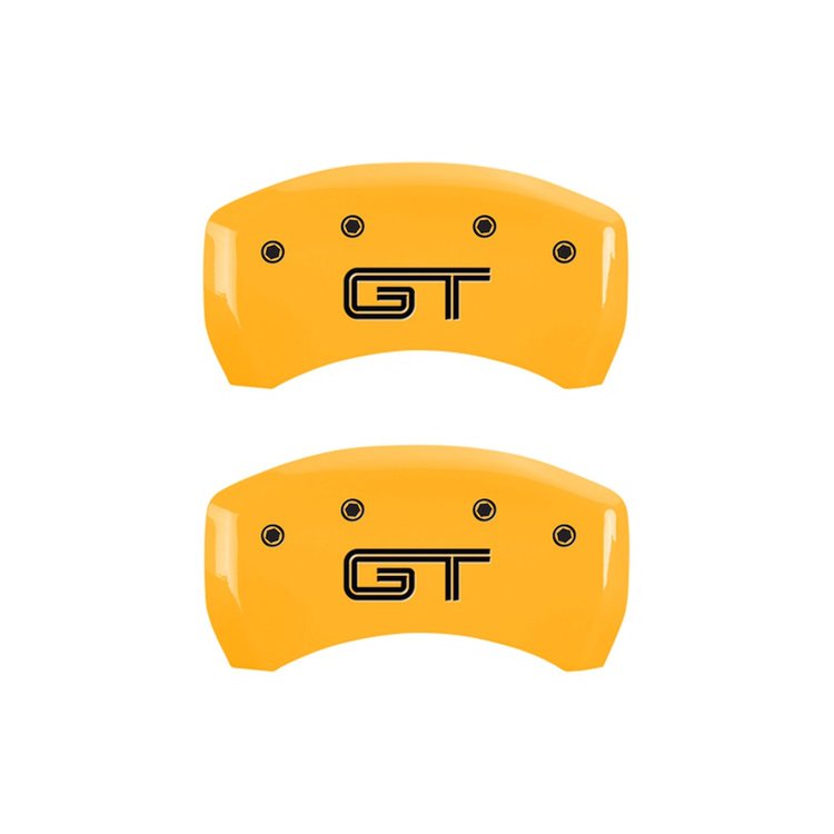 10010RMGTYL Rear Disc Brake Caliper Covers Fits Select Ford Mustang [Yellow Finish w/ Black Mustang / GT]