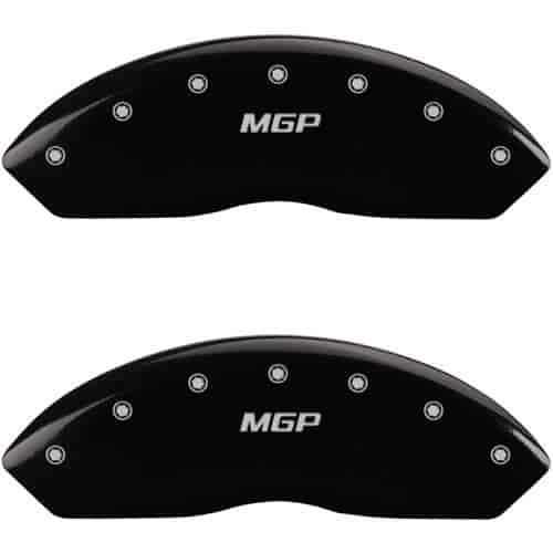 1964 FORD MUSTANG BASE - FRONT SET 2 CALIPER COVERS MGP/MGP ENGRAVING BLACK POWDER COAT FINISH SILVE