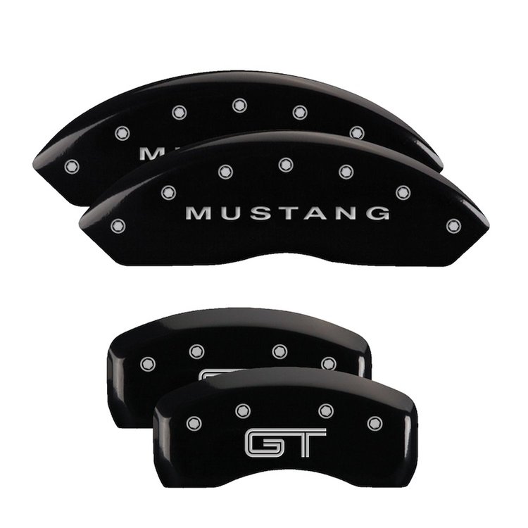 10017SMG2BK Front Disc Brake Caliper Covers Fits Select Ford Mustang [Black Finish w/ Silver Mustang / GT (S197)]