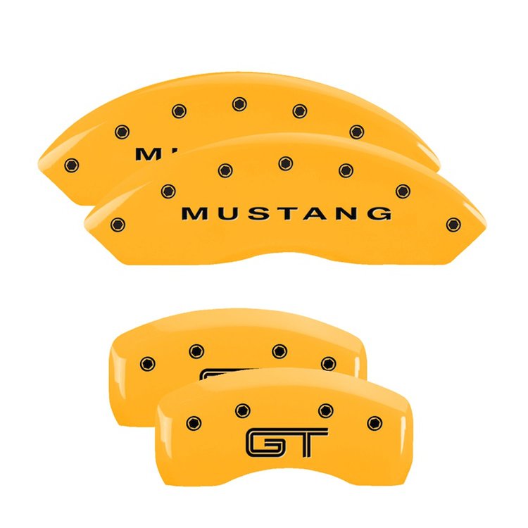 10017SMG2YL Front Disc Brake Caliper Covers Fits Select Ford Mustang [Yellow Finish w/ Black Mustang / GT (S197)]