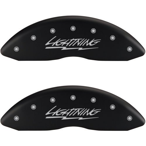 1999 FORD F-150 LIGHTNING - SET OF 4 CALIPER COVERS LIGHTNING F150 LOGOTYPE MATTE BLACK POWDER COAT