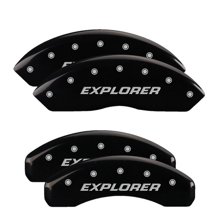 10041SEXPBK Front/Rear Brake Caliper Covers Fits Ford Explorer Sport Trac/Ford Explorer [Black w/Silver Explorer (Pre-2011)]