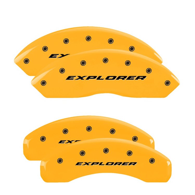 10041SXPLYL Front/Rear Disc Brake Caliper Covers Fits Ford Explorer Sport Trac/Ford Explorer [Yellow w/Black Explorer (2012-Up)]