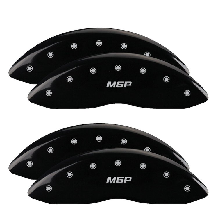 10056SMGPBK Front & Rear Disc Brake Caliper Covers Fits Select Ford F-250 Super Duty/Ford F-350 Super Duty [Black w/Silver MGP]