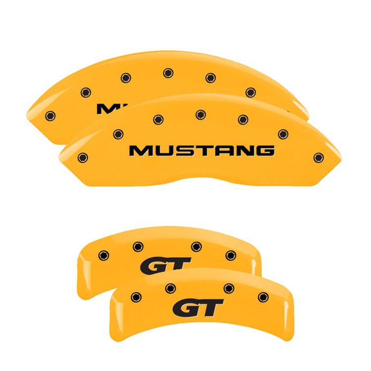 10095SMG1YL Front Disc Brake Caliper Covers for 1999-2004 Ford Mustang [Yellow Finish w/ Black Mustang /GT (SN95)]