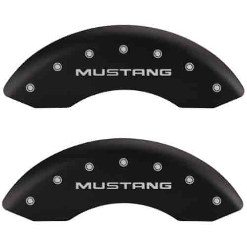 1999 FORD MUSTANG BASE - SET OF 4 CALIPER COVERS MUSTANG/PONY LOGOTYPE MATTE BLACK POWDER COAT FINIS