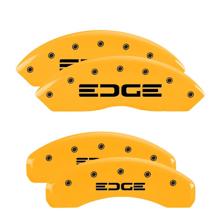 10119SEDGYL Front & Rear Disc Brake Caliper Covers for 2011-2014 Ford Edge [Yellow Finish w/ Black Edge]