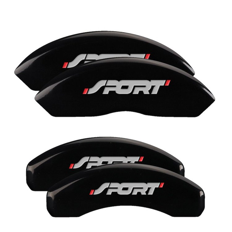 10119SSP1BK Front & Rear Disc Brake Caliper Covers for 2011-2014 Ford Edge [Black Finish w/ Silver Sport (Bold w/ No Bolts)]
