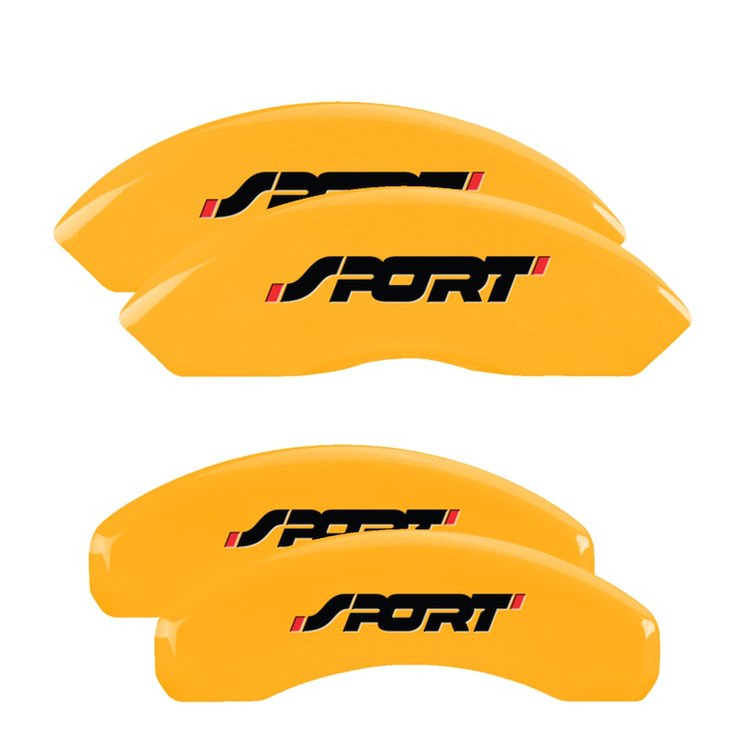 10119SSP1YL Front & Rear Disc Brake Caliper Covers for 2011-2014 Ford Edge [Yellow Finish w/ Black Sport (Bold w/ No Bolts)]