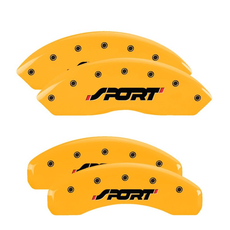10119SSPOYL Front & Rear Disc Brake Caliper Covers for 2011-2014 Ford Edge [Yellow Finish w/ Black Sport (Bold)]