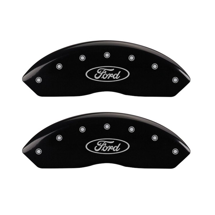 10155FFRDBK Front Disc Brake Caliper Covers for 2011 Ford Focus [Black Finish w/ Silver Ford Oval Logo]