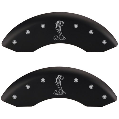2011 FORD MUSTANG BASE - SET OF 4 CALIPER COVERS TIFFANY SNAKE LOGOTYPE MATTE BLACK POWDER COAT FINI
