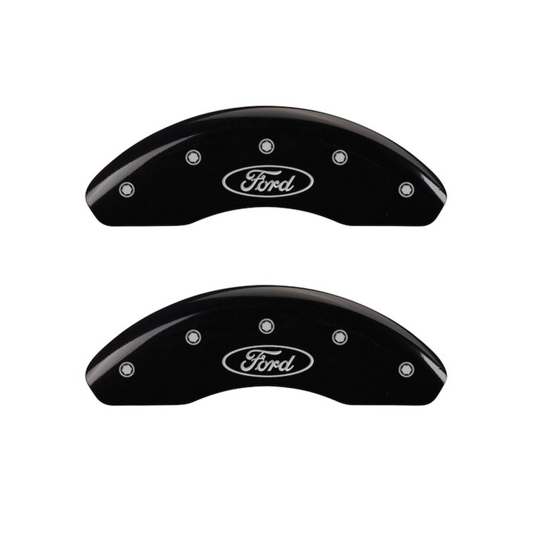 10199FFRDBK Front Disc Brake Caliper Covers Fits Select Ford Transit Connect [Black Finish w/ Silver Ford Oval Logo]