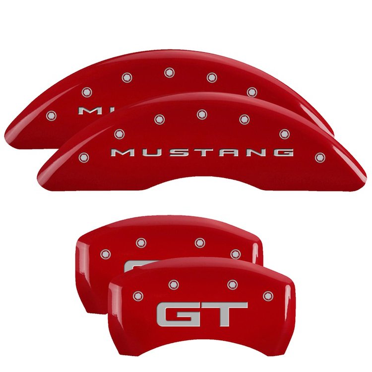 10200S2MGRD Front Disc Brake Caliper Covers Fits Select Ford Mustang [Red Finish w/ Silver Mustang / GT (2015)]