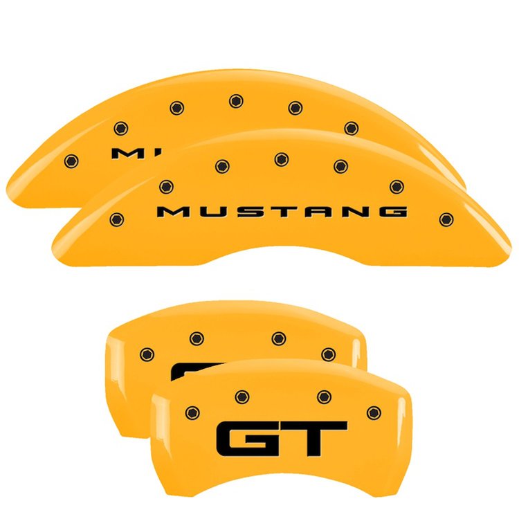 10200S2MGYL Front Disc Brake Caliper Covers Fits Select Ford Mustang [Yellow Finish w/ Black Mustang / GT (2015)]