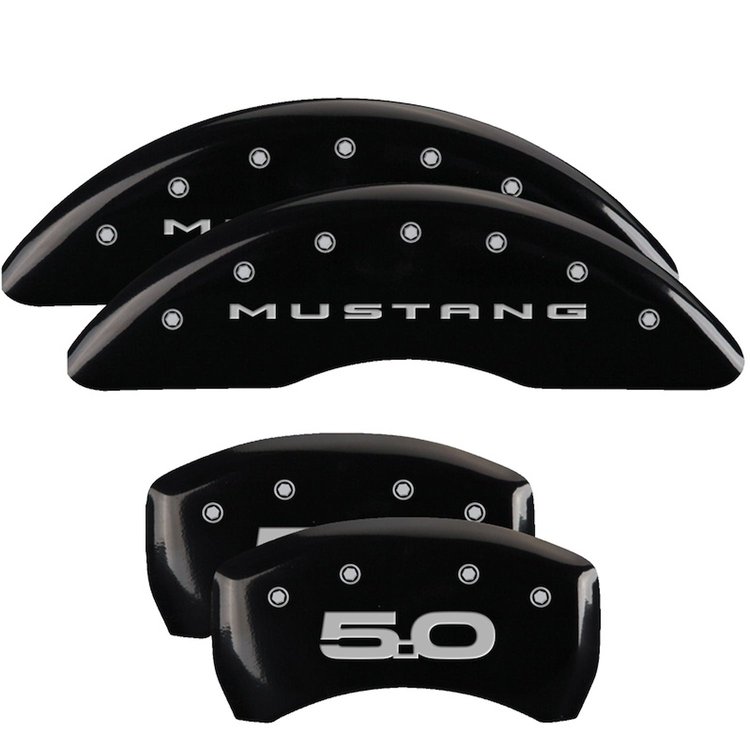 10201SM52BK Front Disc Brake Caliper Covers Fits Select Ford Mustang [Black Finish w/ Silver Mustang / 5.0 (2015)]