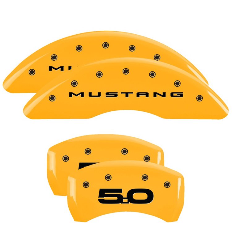 10201SM52YL Front Disc Brake Caliper Covers Fits Select Ford Mustang [Yellow Finish w/ Black Mustang / 5.0 (2015)]
