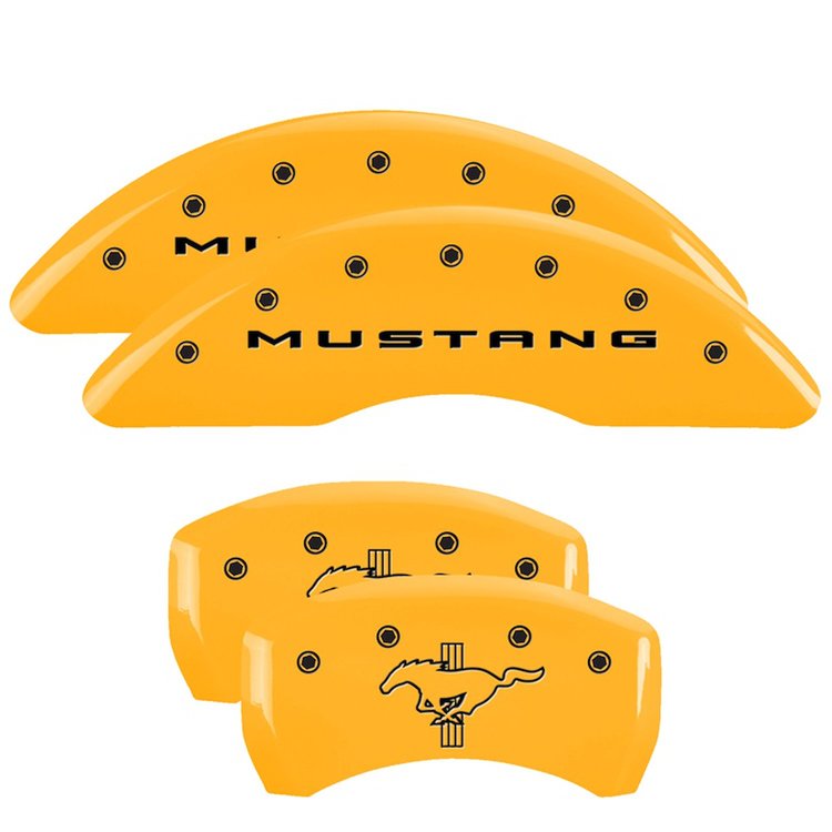 10201SMB2YL Front Disc Brake Caliper Covers Fits Select Ford Mustang [Yellow Finish w/ Black Mustang / Bar & Pony (2015)]