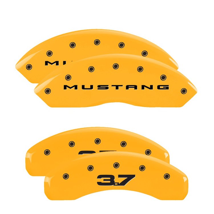 10202SM32YL Front Disc Brake Caliper Covers Fits Select Ford Mustang [Yellow Finish w/ Black Mustang (2015) / 3.7]