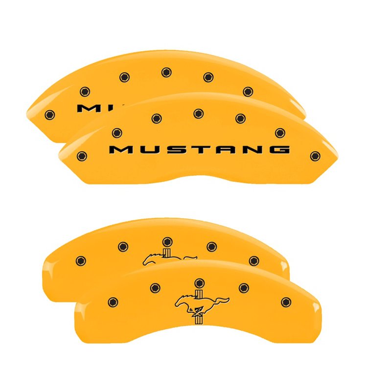 10202SMB2YL Front Disc Brake Caliper Covers Fits Select Ford Mustang [Yellow Finish w/ Black Mustang / Bar & Pony (2015)]