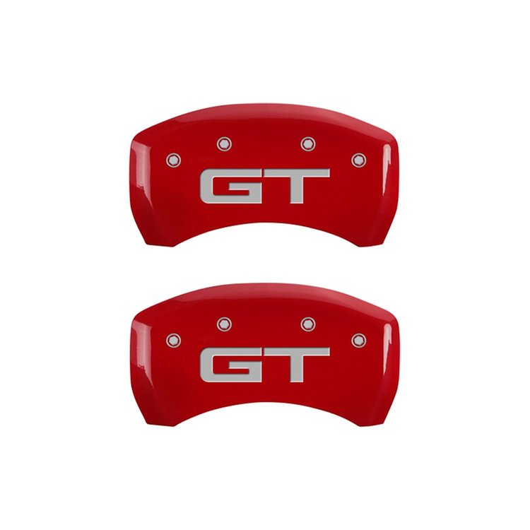 10203R2MGRD Rear Disc Brake Caliper Covers for 2015 Ford Mustang [Red Finish w/ Silver Mustang / GT (2015)]