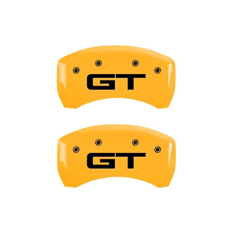 10203R2MGYL Rear Disc Brake Caliper Covers for 2015 Ford Mustang [Yellow Finish w/ Black Mustang / GT (2015)]