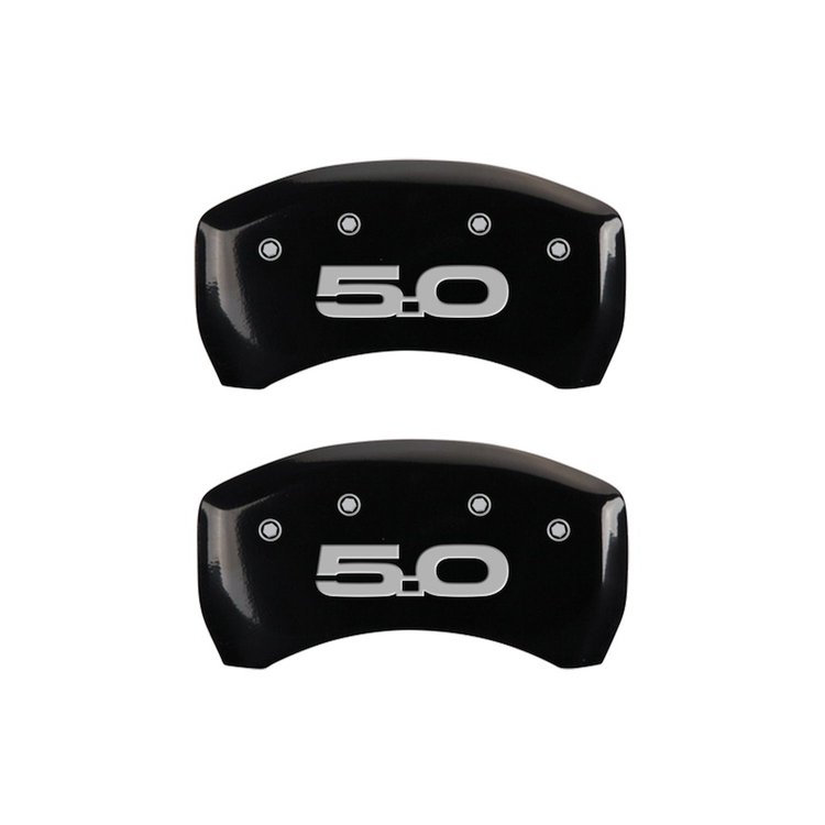 10203RM52BK Rear Disc Brake Caliper Covers for 2015 Ford Mustang [Black Finish w/ Silver Mustang / 5.0 (2015)]
