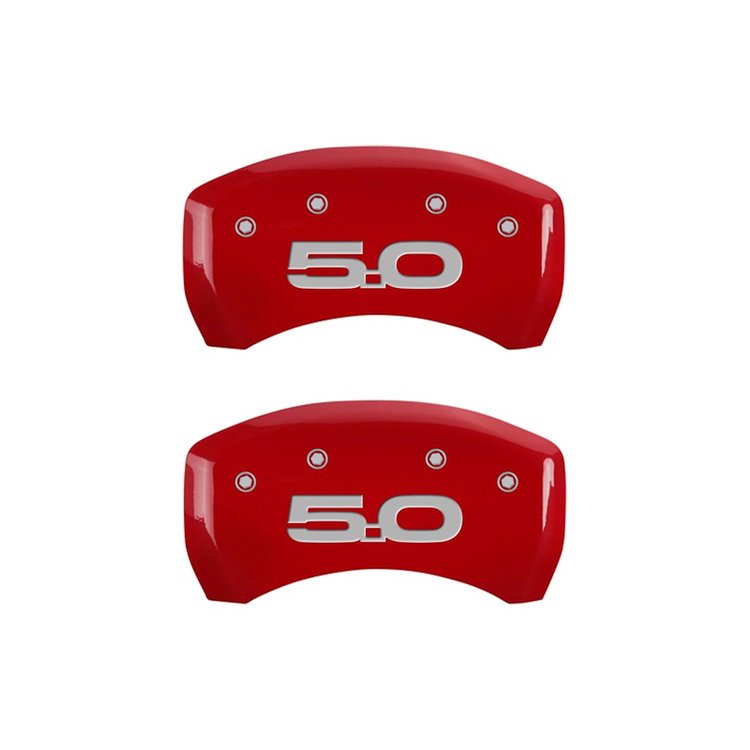 10203RM52RD Rear Disc Brake Caliper Covers for 2015 Ford Mustang [Red Finish w/ Silver Mustang / 5.0 (2015)]