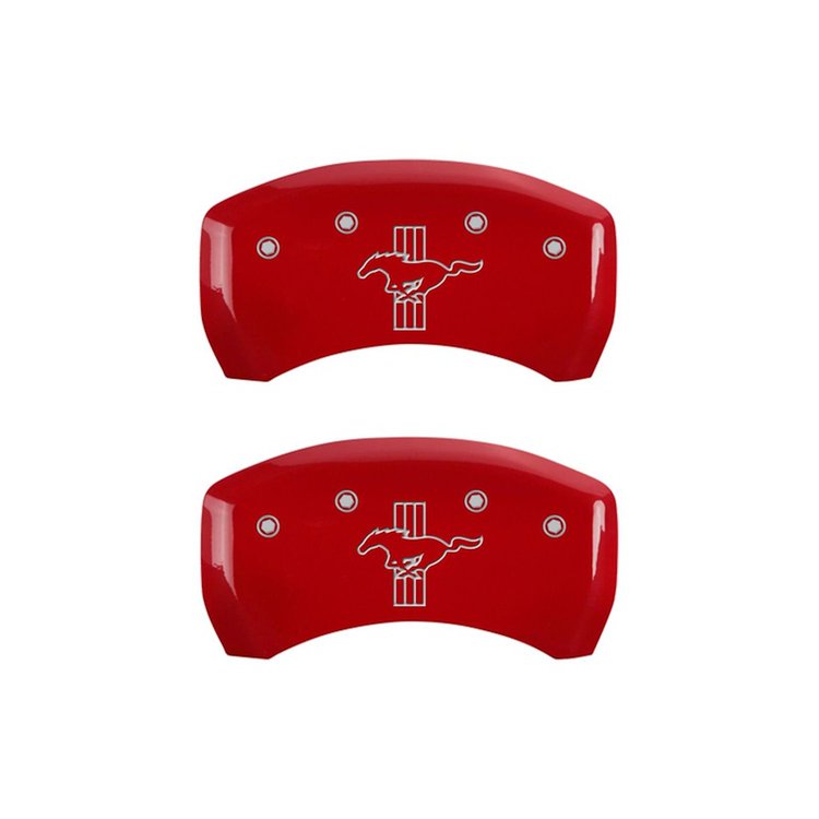 10203RMB2RD Rear Disc Brake Caliper Covers for 2015 Ford Mustang [Red Finish w/ Silver Mustang / Bar & Pony (2015)]