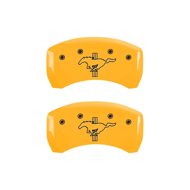 10203RMB2YL Rear Disc Brake Caliper Covers for 2015 Ford Mustang [Yellow Finish w/ Black Mustang / Bar & Pony (2015)]