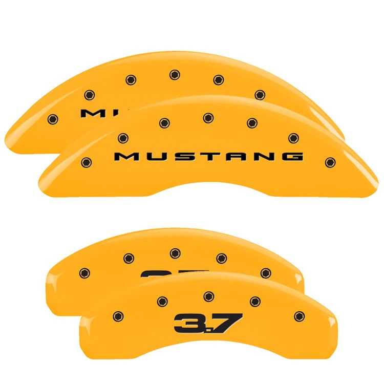 10204SM32YL Front Disc Brake Caliper Covers Fits Select Ford Mustang [Yellow Finish w/ Black Mustang (2015) / 3.7]