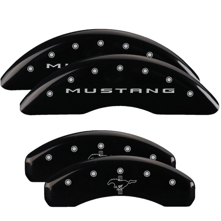 10204SMB2BK Front Disc Brake Caliper Covers Fits Select Ford Mustang [Black Finish w/ Silver Mustang / Bar & Pony (2015)]