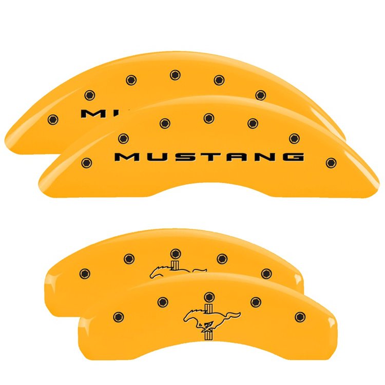 10204SMB2YL Front Disc Brake Caliper Covers Fits Select Ford Mustang [Yellow Finish w/ Black Mustang / Bar & Pony (2015)]