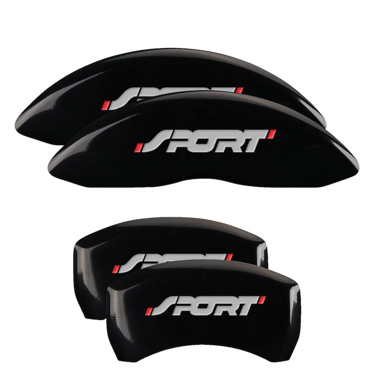 10229SSP1BK Front & Rear Disc Brake Caliper Covers Fits Select Ford Explorer [Black Finish w/ Silver Sport (Bold w/ No Bolts)]
