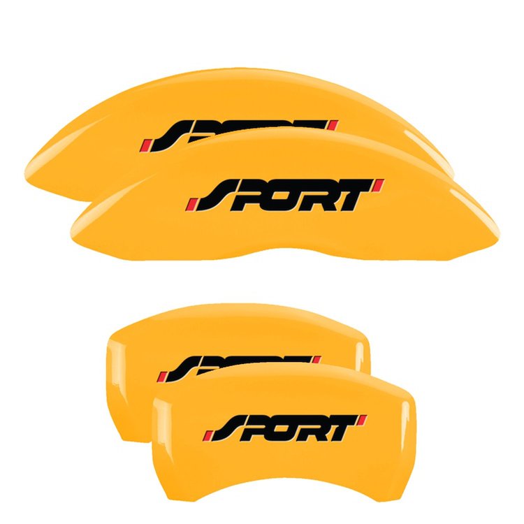 10229SSP1YL Front & Rear Disc Brake Caliper Covers Fits Select Ford Explorer [Yellow Finish w/ Black Sport (Bold w/ No Bolts)]